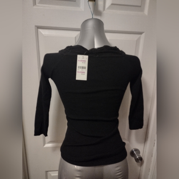 🆕️Cute Black Gathered Cowl Neck Cotton Blend Sweater  Sz M NWT - Picture 5 of 5